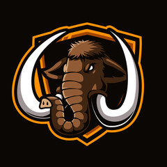 head mammoth mascot logo illustration