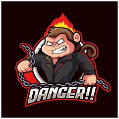 monkey angry mascot logo illustration