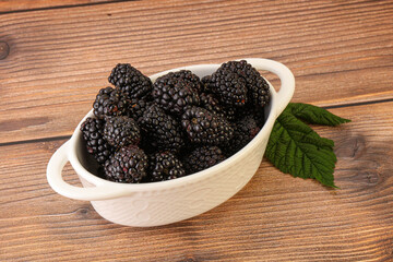 Natural organic blackberry in the bowl
