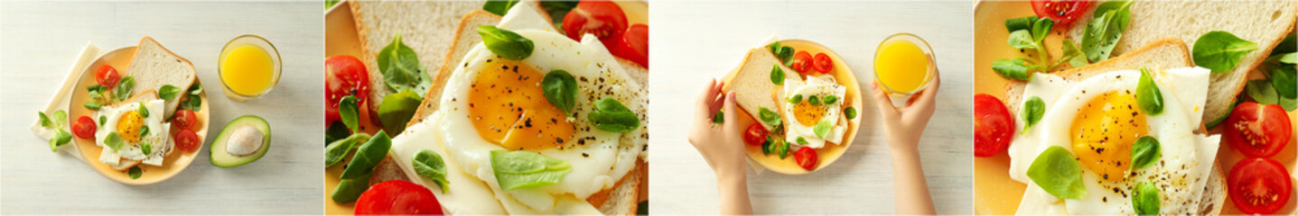 Collage of photos for Tasty breakfast concept