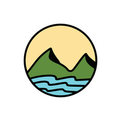 Outdoor Logo Design Template. Beach Sea Icon Vector.