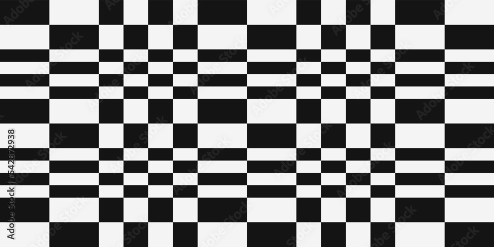 Poster checkerboard pattern print with rectangles in black and white. print, seamless design, interior and 