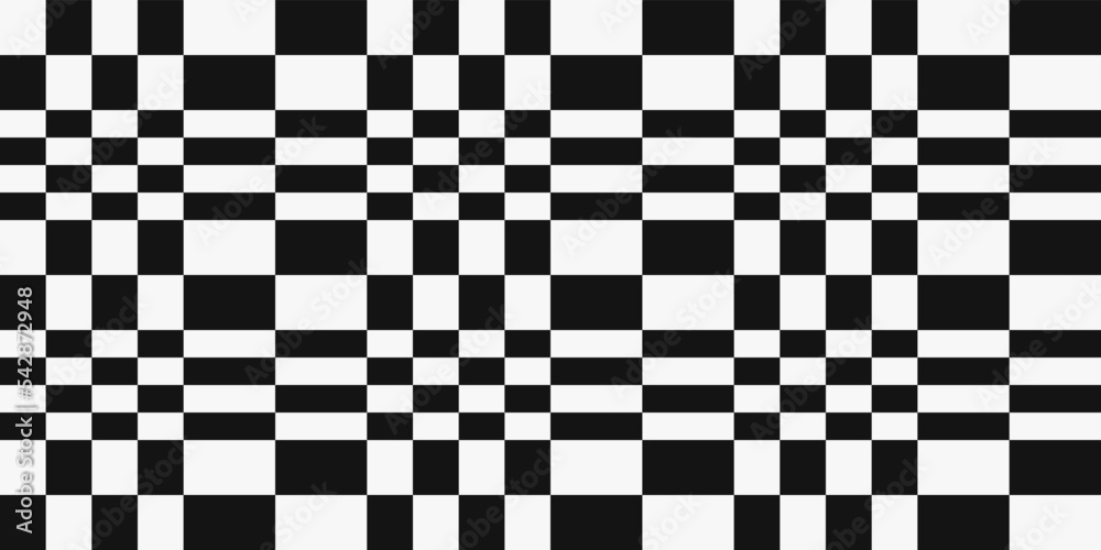 Poster Checkered vector pattern. Checkerboard pattern print with rectangles in black and white.