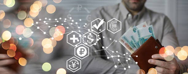 Russian money background. Russian roubles, russian rubles cash closeup. Rubles in cash. Finance and business background. 5000 rubles. Money macro.