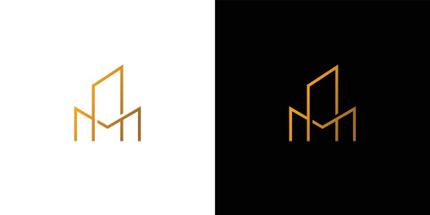 Modern and professional M letter initial apartment logo 2