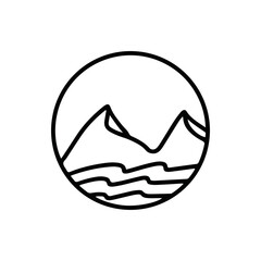 Outdoor Logo Design Template. Beach Sea Icon Vector.