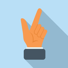 Pistol sign icon flat vector. Finger hold. Hand gesture