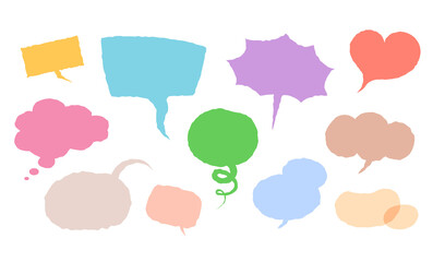 Cute pastel colorful rough-faced speech bubble. Bubble concept illustration collection for your text.