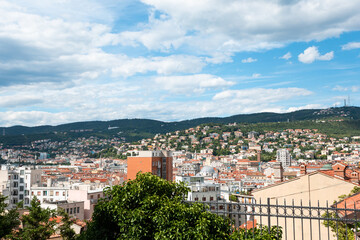 Fototapeta na wymiar Panoramic view of Trieste in sunny summer day, Italy