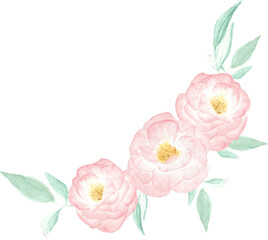 watercolor pink wild rose flower bouquet wreath frame