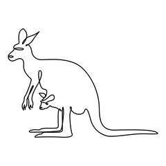 Kangaroo monoline line art one line animal
