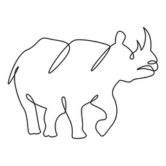 Rhinoceros monoline line art one line animal