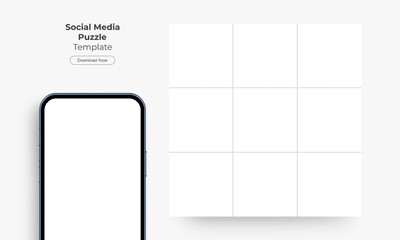 Smartphone With Blank Social Media Puzzle Template for Designs or Presentations Your Accounts. Vector Illustration