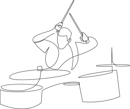 line art drummer playing drums clip art preview