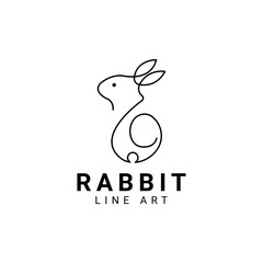 Minimal Creative line art logo of Rabbit, Abstract Bunny logo