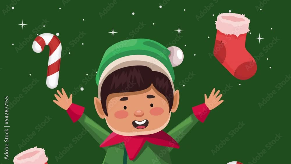 Poster little elf celebrating character animation