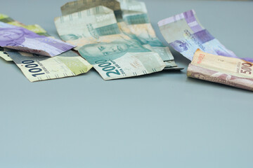 a group of Indonesian state change, with gray copy space or negative space, Indonesian rupiah