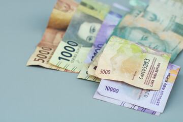 a group of Indonesian state change, with gray copy space or negative space, Indonesian rupiah