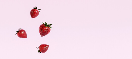 strawberries in the air 3d illustration