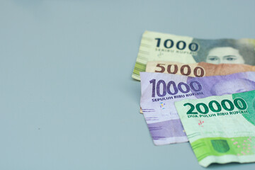 a group of Indonesian state change, with gray copy space or negative space, Indonesian rupiah