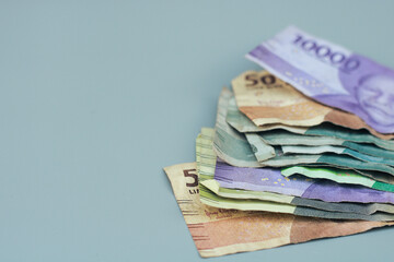 a group of Indonesian state change, with gray copy space or negative space, Indonesian rupiah