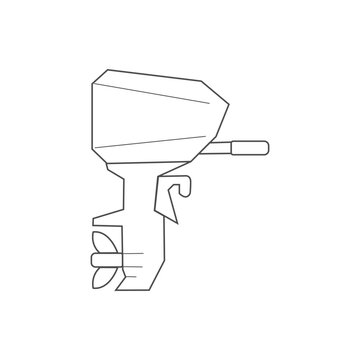 Outboard Of Motor Boat On A White Background - Icon Engine 