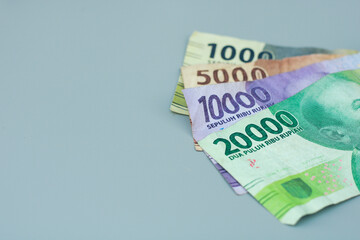 a group of Indonesian state change, with gray copy space or negative space, Indonesian rupiah