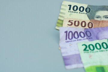 a group of Indonesian state change, with gray copy space or negative space, Indonesian rupiah