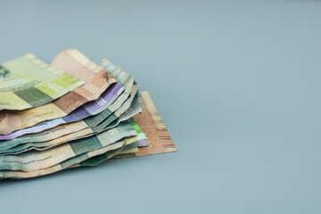 a group of Indonesian state change, with gray copy space or negative space, Indonesian rupiah