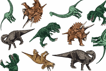 Vector pattern with dinosaurs, stylish dino cover for fabric, postcards, wallpapers,graphical vector illustration. Animals background design  © Vita