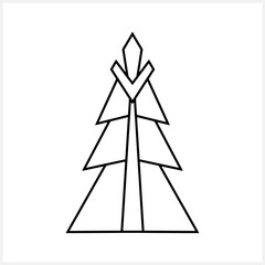 Christmas tree icon isolated. Xmas sketch. Coloring page book. Vector stock illustration. EPS 10