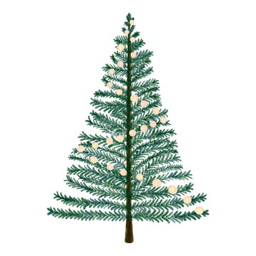 Christmas Tree with light Watercolor Clipart 