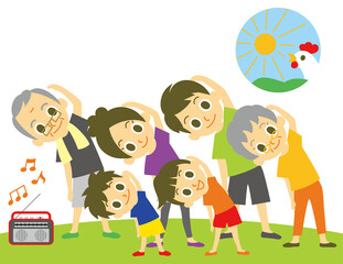 二世帯家族　ラジオ体操	