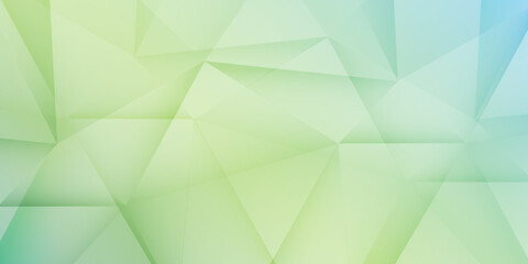 Light Green and Blue 3D Glowing Triangles, Lit Geometric Shapes Pattern, Abstract Futuristic Vector Background, Texture Design, Editable Wide Scale Multipurpose Template