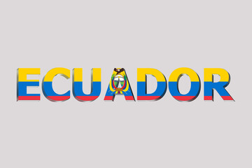 3D Flag of Ecuador on a text background.