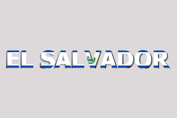 3D Flag of El Salvador on a text background.