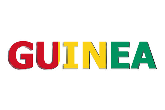 3D Flag of Guinea on a text background.