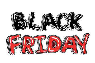 Black Friday Hand Write Black and Red Friday Ink Text Isolated on White Background Vintage Style Alphabet Black Friday Creative Text Element November 2022 Super Sale Vector Design Background Big Sale