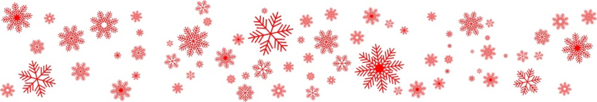 Christmas pattern of snowflakes and stars. Red snowflakes on transparent background. Snowflake pattern. PNG image