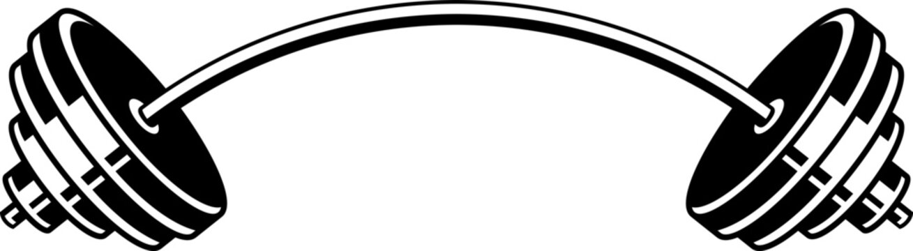 Illustration of Weightlifting barbell. Design element for logo, label, sign, emblem, poster. Vector illustration