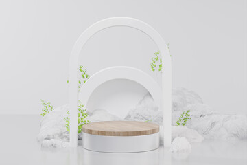 Elegant Circle Plant Podium 3D Render