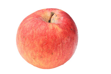 Closeup riped red apple fruit isolated on transparent background.