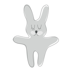 Bunny on White Background Cute Gray Dreamy Rabbit
