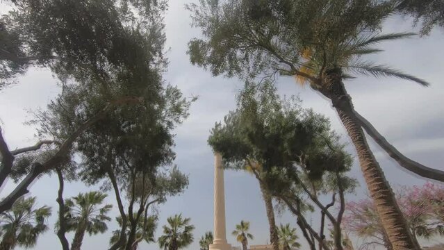 Commonwealth Air Forces Memorial Monument in Valletta, Malta. Timelapse Walking Moving Backwards Footage