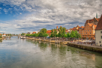 a beautiful view on a sunny day in the german city of regensburg