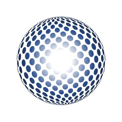 Blue Lit Digital Globe Design with Bright Spotted Patterned Surface on Transparent Background
