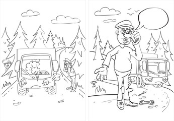 Coloring book for children in vector form. Pages #3 and #4. Vector illustration