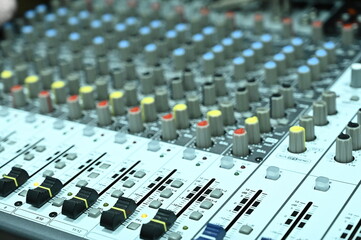 digital audio mixer, digital mixer audio interface, Modern Music Record Studio Control Mixer. digital audio studio mixer