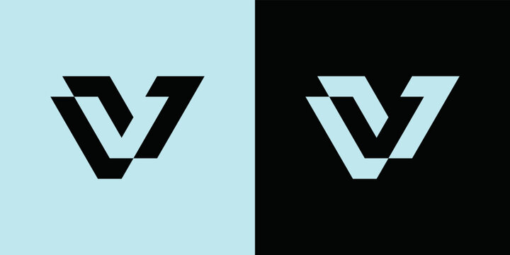Modern and minimalist initial letter VL or LV monogram logo