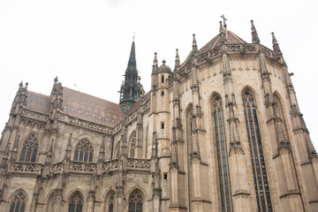 Fototapeta na wymiar View of St. Elisabeth cathedral in the main square of Kosice city, Slovakia. St. Elisabeth cathedral is a Slovakia's largest church.